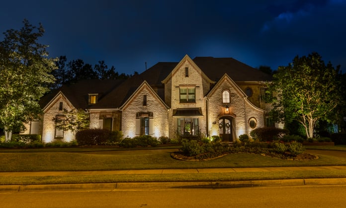 House with outdoor LED lighting