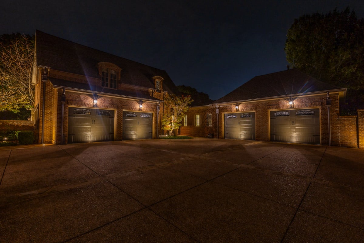 Residential landscape lighting garage door 2