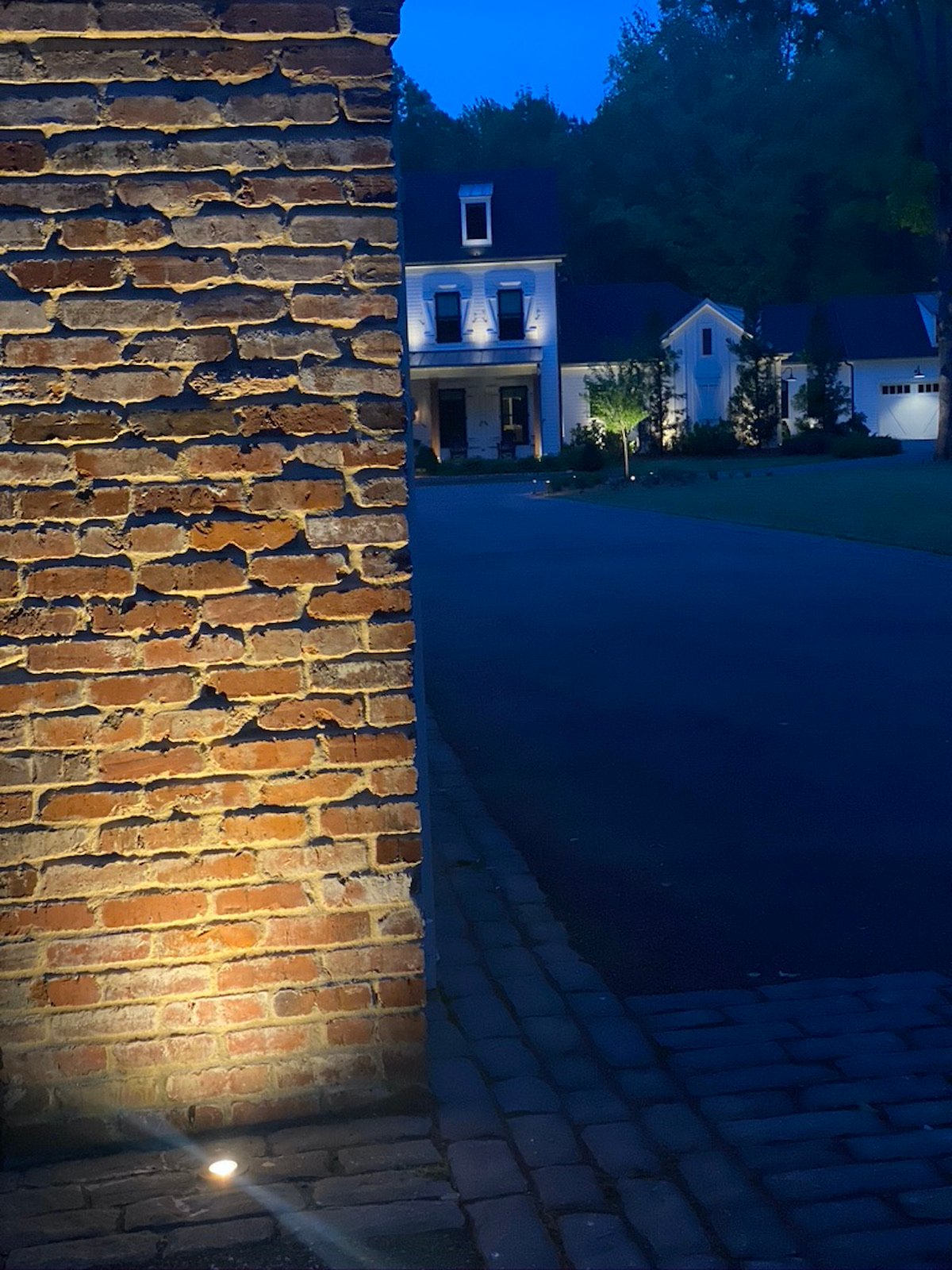 Architectural Pillar up lighting. House Background