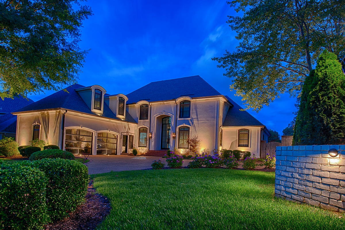 House with architectural and landscape lighting