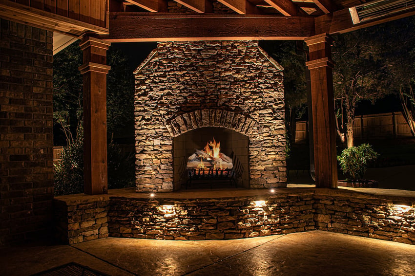 Outdoor Fireplace and Patio Lighting